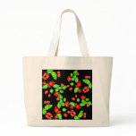Bougainvillea flowers in red on black tote bags