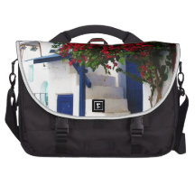 Bougainvillea growing on house in Mykonos, Greece Laptop Bag