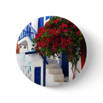 Bougainvillea growing outside a house, Mykonos buttons