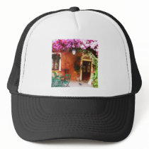 Bougainvillea growing outside a house, Mykonos, Gr Hats