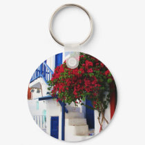 Bougainvillea growing outside a house, Mykonos keychains by foreverspring Bougainvillea growing outside a house, Mykonos keychains