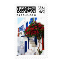 Bougainvillea growing outside a house, Mykonos postage