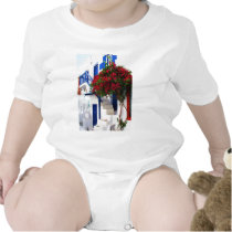 Bougainvillea growing outside a house, Mykonos t-shirts