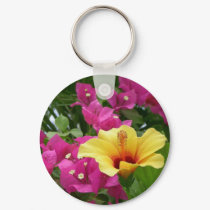 Bougainvillea & Hibiscus Keychain
