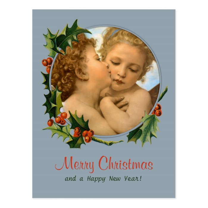 Bouguereau First kiss children CC0043 Christmas Postcard