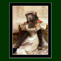 Bouguereau's Chimp in Gown postcards