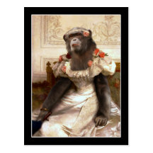 Bouguereau's Chimp in Gown Postcards
