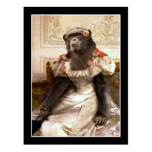Bouguereau's Chimp in Gown Postcards