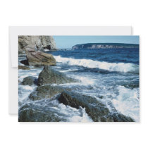 Boulder below Perce Rock, Gaspe, Quebec, Canada Custom Invites