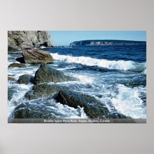 Boulder below Perce Rock, Gaspe, Quebec, Canada Posters
