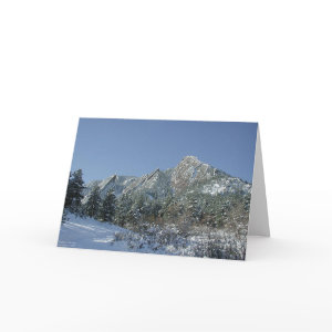 Boulder Flatirons in Snow card