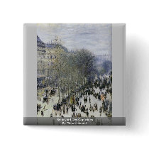 Boulevard Des Capucines By Claude Monet Pinback Button