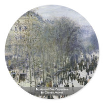Boulevard Des Capucines By Claude Monet Round Stickers