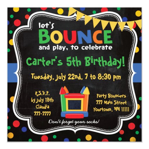 Bounce House and Inflatables Birthday Invitation Personalized Invite