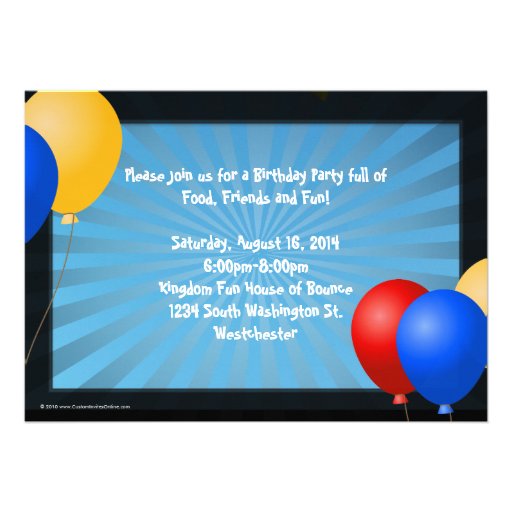Bounce House Balloons Birthday Party Invitation