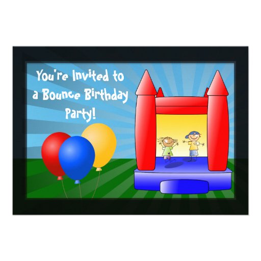 Bounce House Balloons Birthday Party Invitation