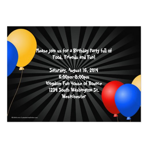 Bounce House Balloons Birthday Party Invitation
