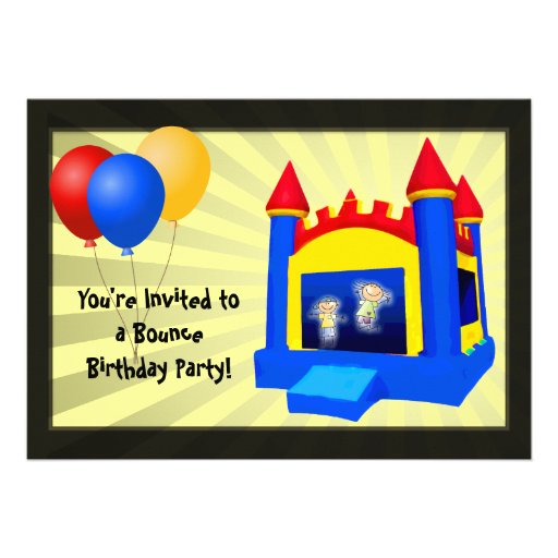 Bounce House Balloons Birthday Party Invitation