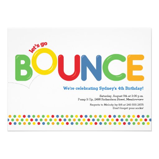 Bounce House Birthday Invitation Red & Blue Personalized Invites