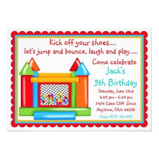 Bounce House Birthday Invitations- Primary Colors