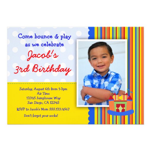 Bounce House Birthday Party Invitation Boy