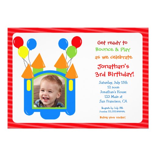 Bounce House Photo Birthday Invitation