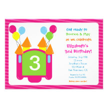 Bounce House Photo Birthday Invitation for girl