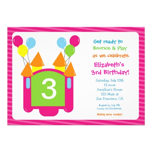 Bounce House Photo Birthday Invitation for girl