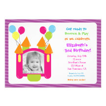 Bounce House Photo Birthday Invitations