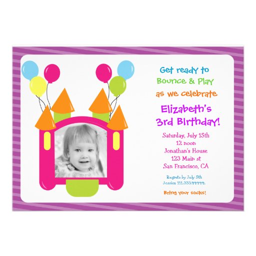 Bounce House Photo Birthday Invitations