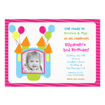 Bounce House Photo Birthday Invitations