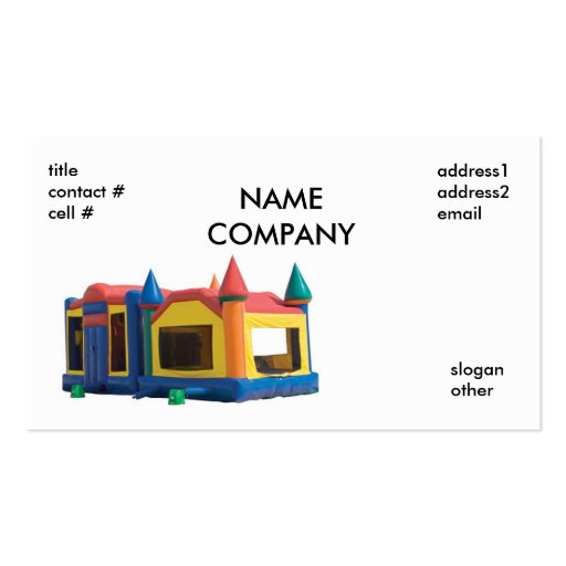 bounce house rental, NAMECOMPANY, titlecontact ... Business Card
