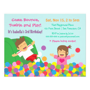 Bounce Play Gym Kids Birthday Party Invitations