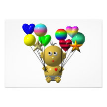 BOUNCING BABY BOY WITH 10 BALLOONS CUSTOM INVITES