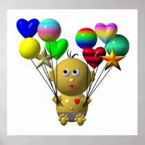 BOUNCING BABY BOY WITH 10 BALLOONS POSTER