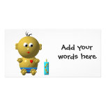 BOUNCING BABY BOY WITH 1 BOTTLE PHOTO GREETING CARD