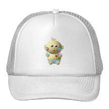 Bouncing baby boy with 2 rattles hats