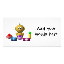 BOUNCING BABY BOY WITH 5 PRESENTS CUSTOM PHOTO CARD