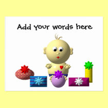 BOUNCING BABY BOY WITH 5 PRESENTS postcards