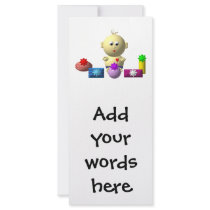 BOUNCING BABY BOY WITH 5 PRESENTS RACK CARD DESIGN