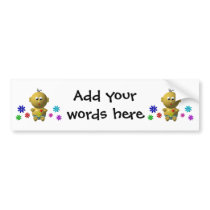 BOUNCING BABY BOY WITH 7 FLOWERS BUMPER STICKERS