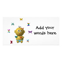 BOUNCING BABY BOY WITH 9 BUTTERFLIES PHOTO CARD TEMPLATE
