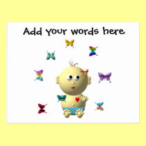 BOUNCING BABY BOY WITH 9 BUTTERFLIES postcards