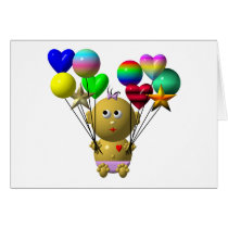 BOUNCING BABY GIRL WITH 10 BALLOONS CARD