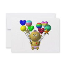 BOUNCING BABY GIRL WITH 10 BALLOONS ANNOUNCEMENT