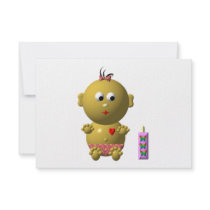 BOUNCING BABY GIRL WITH 1 BOTTLE INVITATIONS