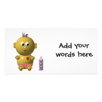 BOUNCING BABY GIRL WITH 1 BOTTLE PICTURE CARD