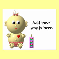 BOUNCING BABY GIRL WITH 1 BOTTLE postcards