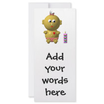 BOUNCING BABY GIRL WITH 1 BOTTLE PERSONALIZED RACK CARD