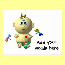 BOUNCING BABY GIRL WITH 4 DRAGONFLIES postcards